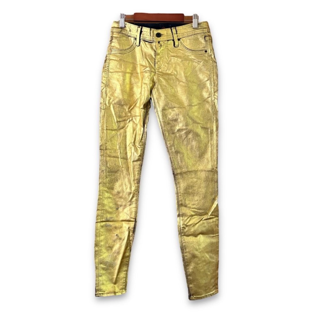 Sinclair Coe The Fixed Golden Lights Coated Metallic Skinny Jeans NWT Size 26